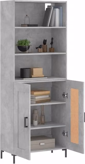 Berkfield Home Modern Highboard in Concrete Grey with Hinged Doors and Internal Shelves, W/D/H: 69.5 x 34 x 180 cm – 1