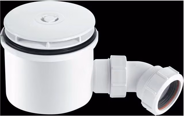 McAlpine ST90WH10-HP2 Hi-Flow Round Shower Trap with 1.5 inch Outlet in White – 1
