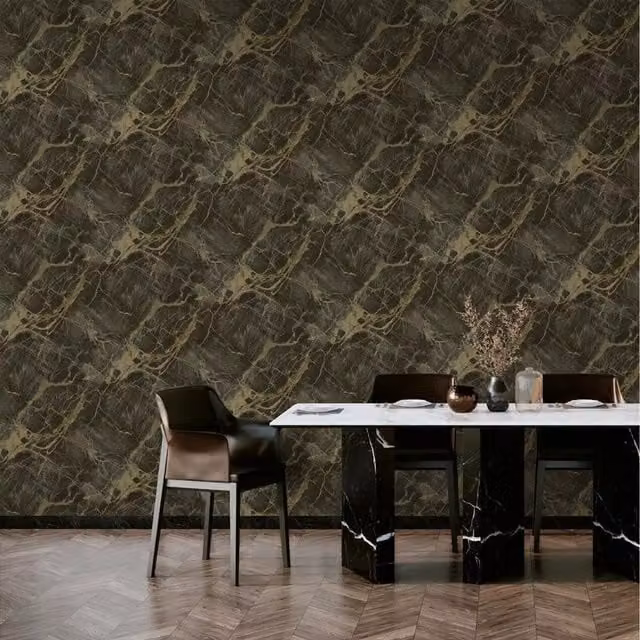 Holden Decor Abstract Modern Vinyl Wallpaper in Anthracite and Gold