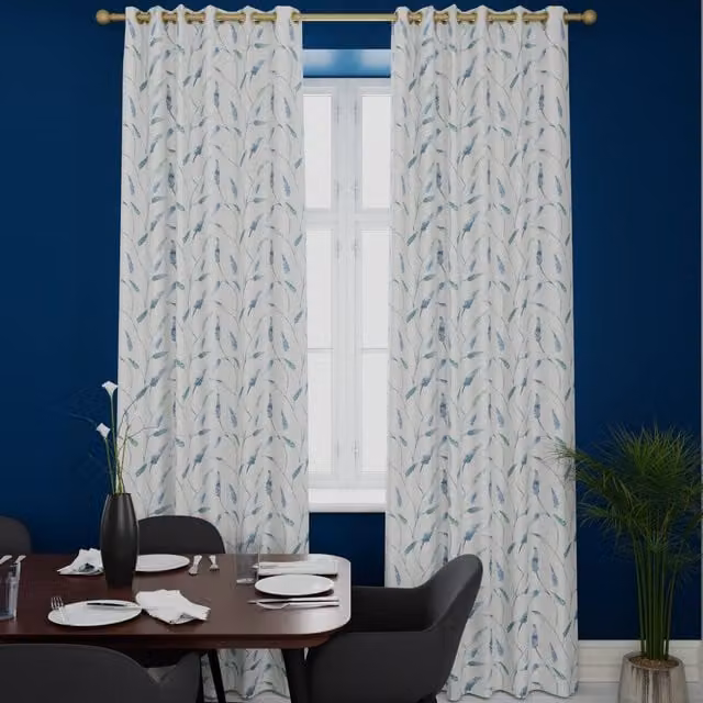 Terrys Weymouth Made to Measure Blackout Eyelet Curtain Panel in Blue and White Floral Design