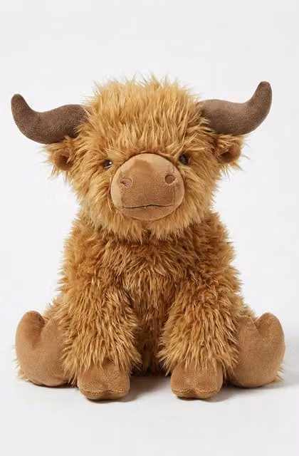 Homescapes Luxury Fabric Highland Cow Doorstop in Orange and Brown – 1