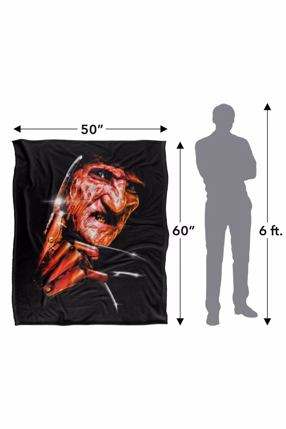 Warner Bros. Nightmare On Elm Street Freddy's Face Super Soft Silky Touch Throw Blanket, Extra Large, Multicolour – 3