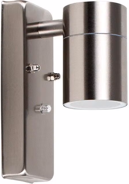 ValueLights Barrow Silver Stainless Steel Outdoor Wall Downlight with Dusk Sensor