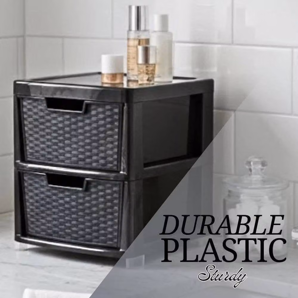 FORGEVIO 2 Tier Plastic Storage Drawer Cabinet Unit in Black – 4