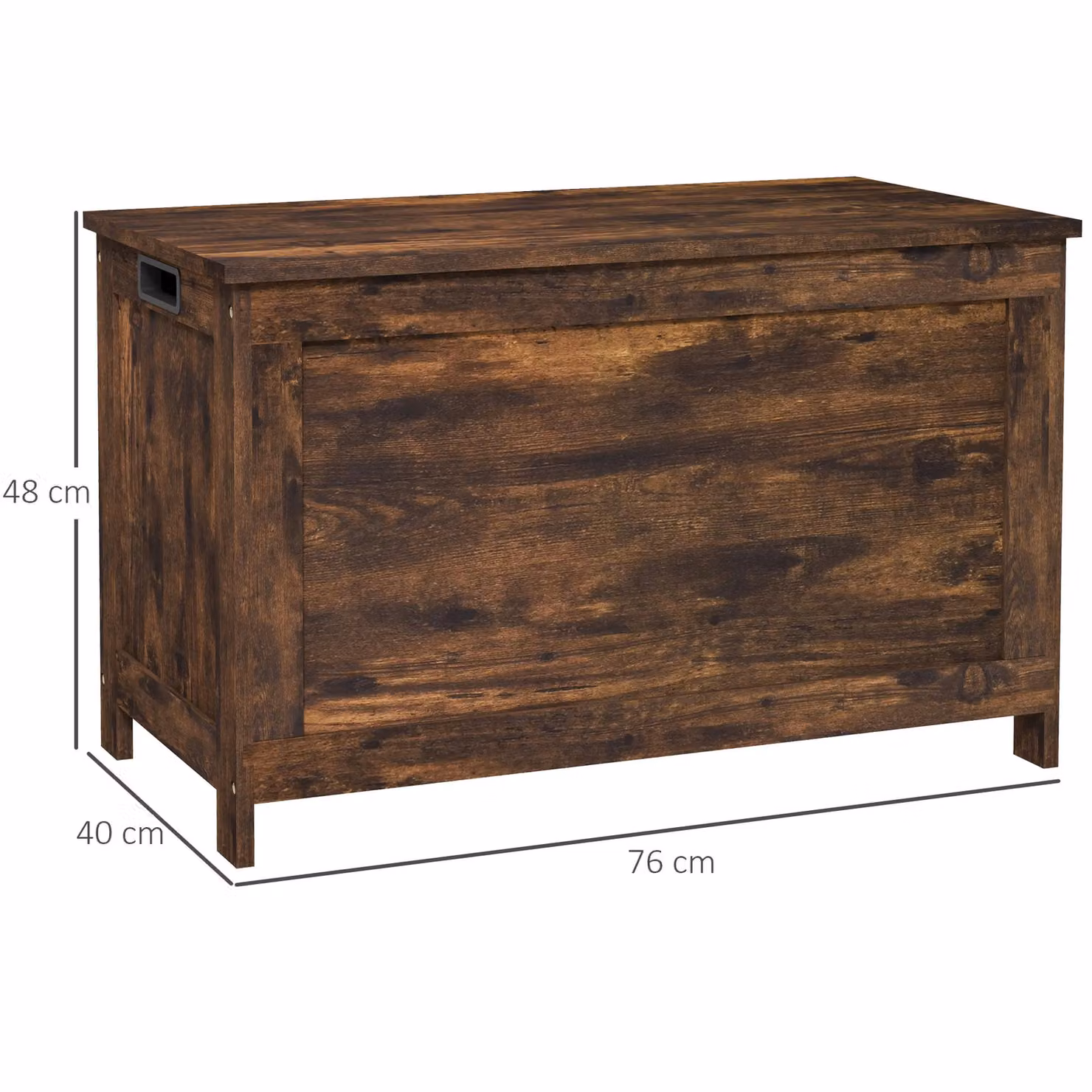 HOMCOM Rustic Brown Storage Chest and Bench with 2 Safety Hinges – 3
