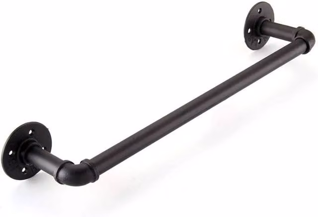 EONLION Black Metal Industrial Wall Mounted Towel Rail and Clothes Hanger, Width: 100 cm
