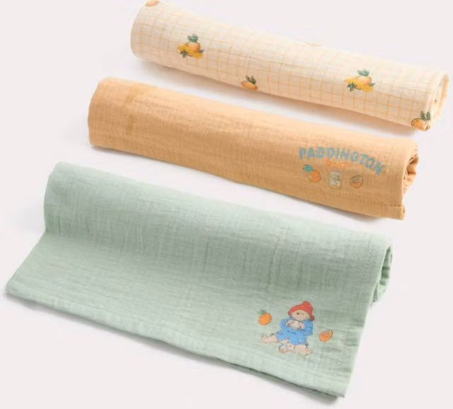 M&S Paddington Multicolour Pure Cotton Muslins, 3 Pack