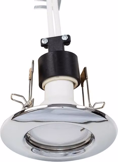 ValueLights Modern LED Fixed Ceiling Downlight Fitting, 10 Pack, Metallic Silver