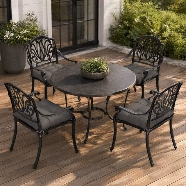 STILVORA Set of 4 Grey Polyester Square Seat Cushions with Ties, W/D/H: 48 x 48 x 4 cm – 1