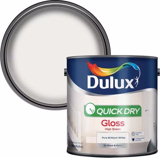 Dulux Quick Dry High Sheen Gloss Wood Paint in White, 2.5l