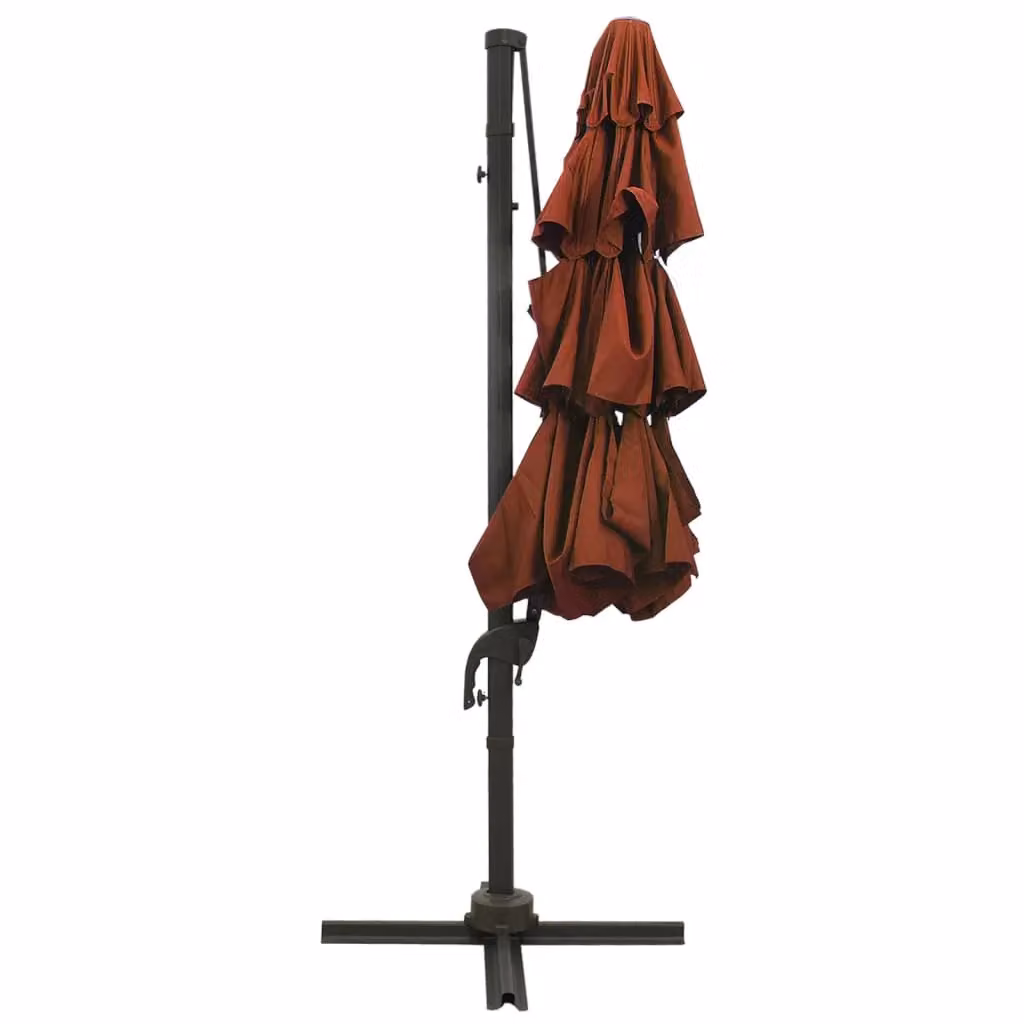 Berkfield Home 4-Tier Parasol with Aluminium Pole in Brown, 3 x 3 m – 2