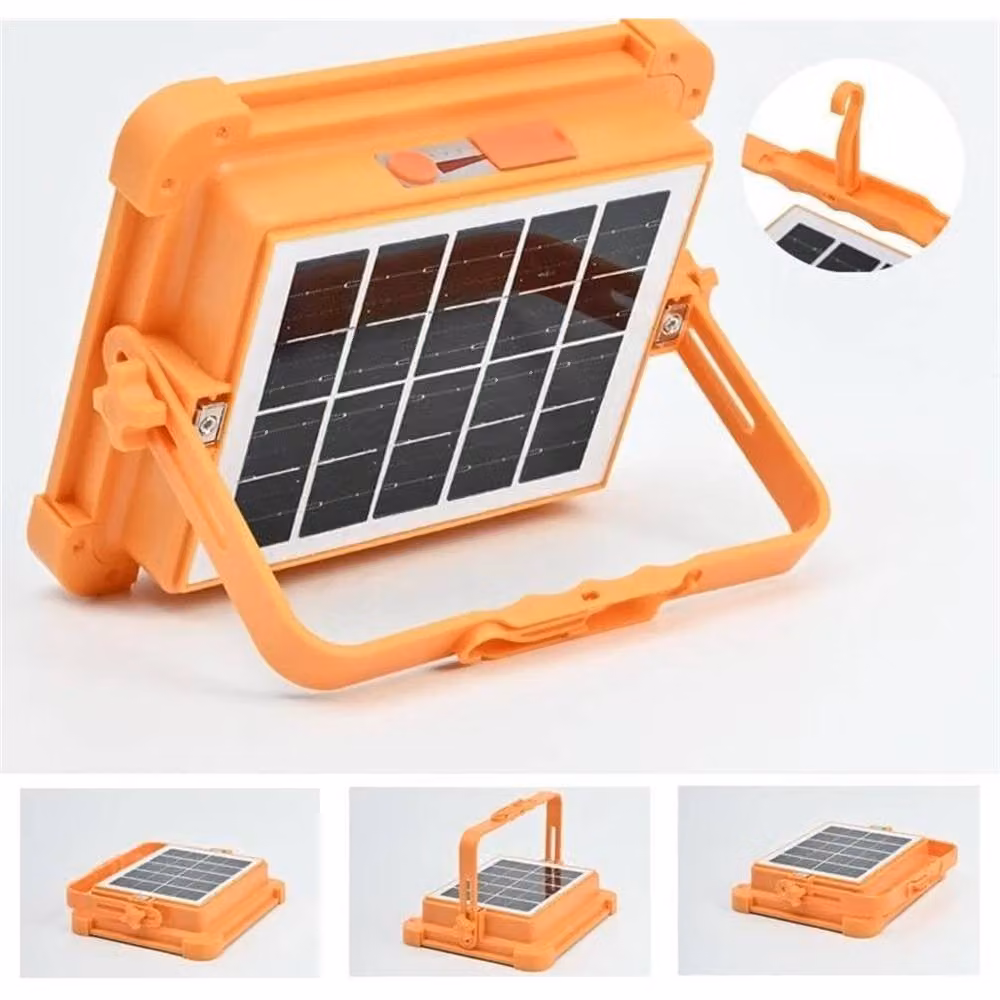 Nordara 336 150W LED Solar Floodlight, Portable Waterproof Rechargeable Light with 5 Modes in Orange – 3