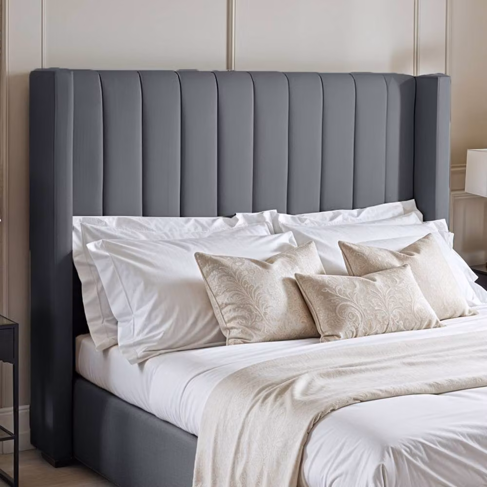 UK Bed Furniture Barcelona Gas Lift Storage Upholstered Bed in Anthracite Grey, Size: Single (90x190 cm) – 2
