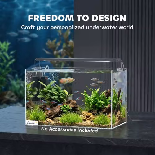 PawHut 24L Fish Tank with Protective Base Mat, Transparent and Black, W: 40 cm, D: 25 cm, H: 25 cm – 3