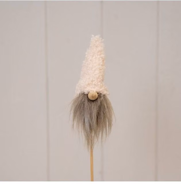 KDMD Cream and Beige Boucle Style Christmas Gonk with Pick