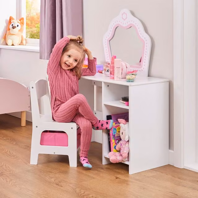 Liberty House Toys Kids Dressing Table and Chair Set in White