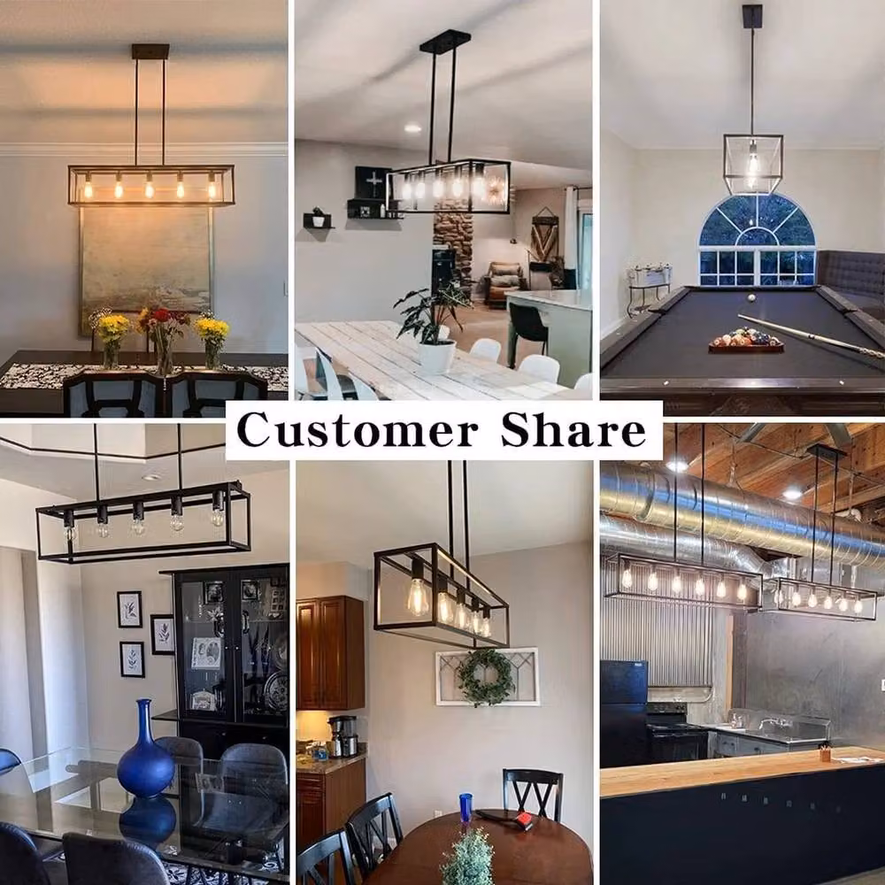 FORGEVIO Industrial Metal Linear Chandelier Light in Black – 6