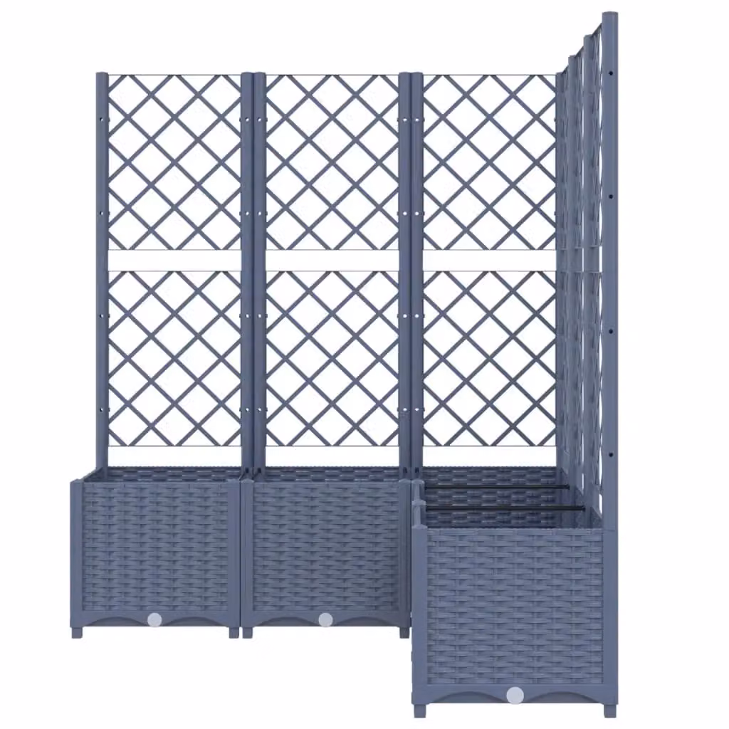 Berkfield Home Garden Planter with Trellis in Dark Grey, W/D/H: 120 x 120 x 136 cm – 4
