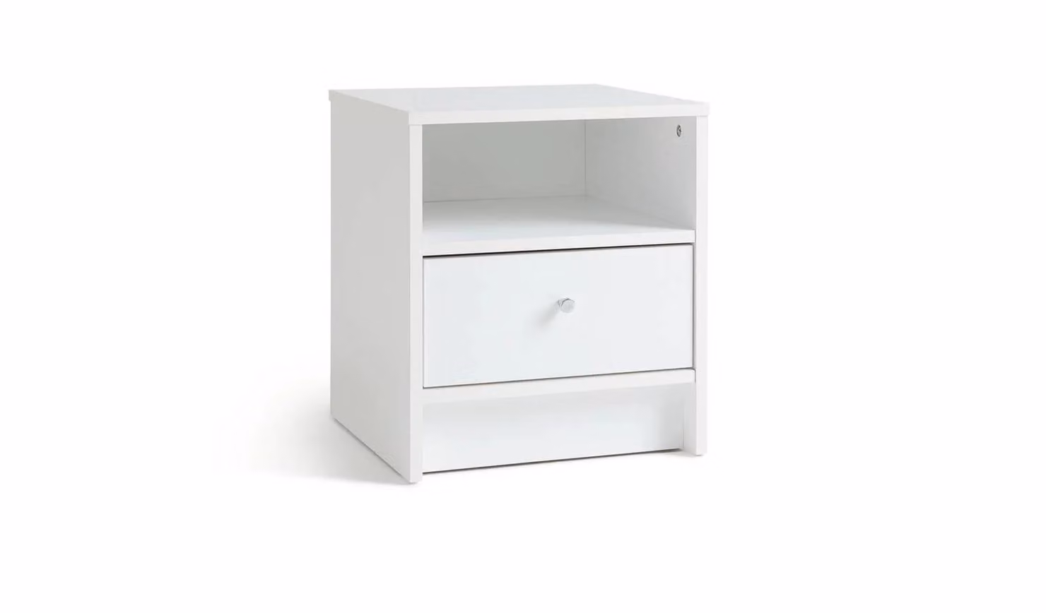 Malibu White 1 Drawer Bedside Table with Shelf