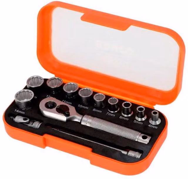 Bahco 13 Piece 1/4in Drive Socket Set in Orange