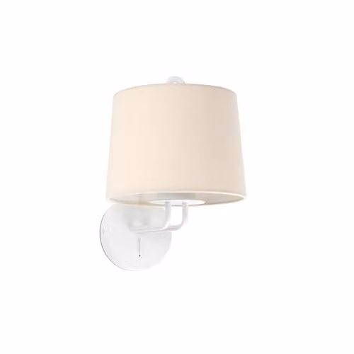 Netlighting Montreal Wall Light with White Metal Base and Beige Fabric Shade E27 – 1