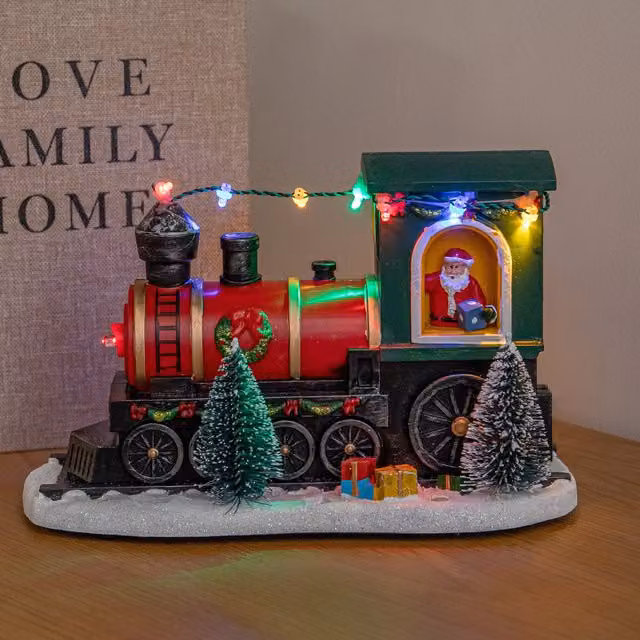 Samuel Alexander Light Up Christmas Train with Santa in Red and Green with Multi-Colour LEDs – 1