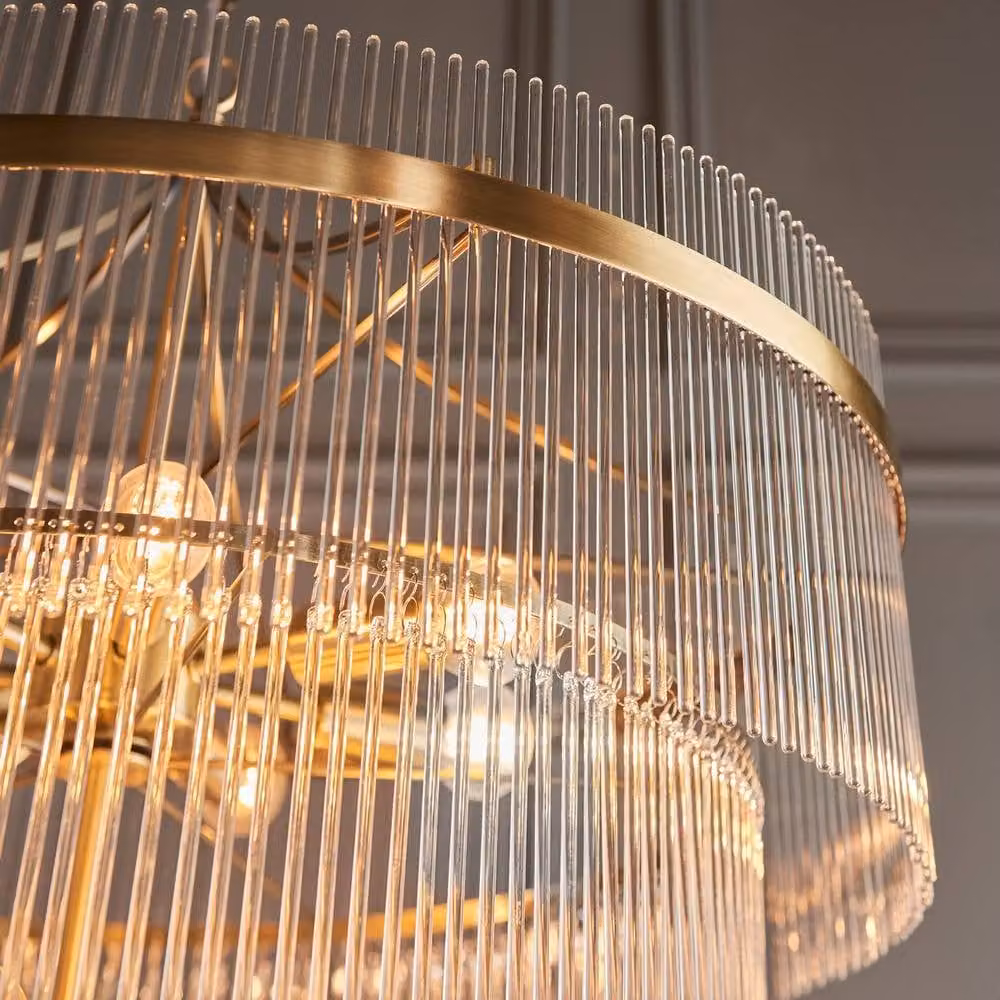 Netlighting Marietta Pendant Ceiling Light in Antique Brass and Clear Glass with 16 x E14 Sockets – 3