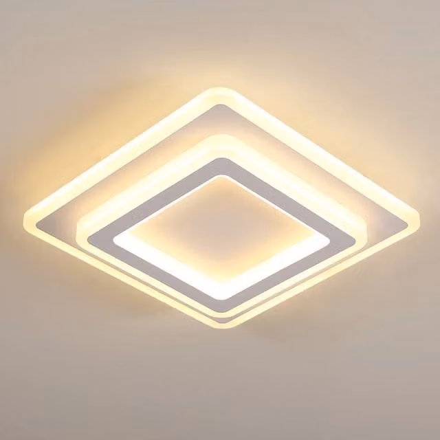 Pheashine Modern Square Acrylic Ceiling Lamp in White, 44W, 3000K Warm White, Diameter: 29 cm