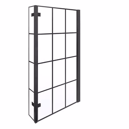 Nes Home Reversible L-Shape Bath Screen in Clear 6mm Tempered Glass, Matte Black – 2