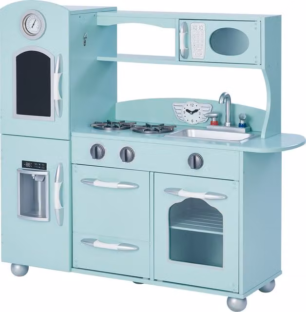 Teamson Kids Little Chef Westchester Retro Play Kitchen in Green Wood
