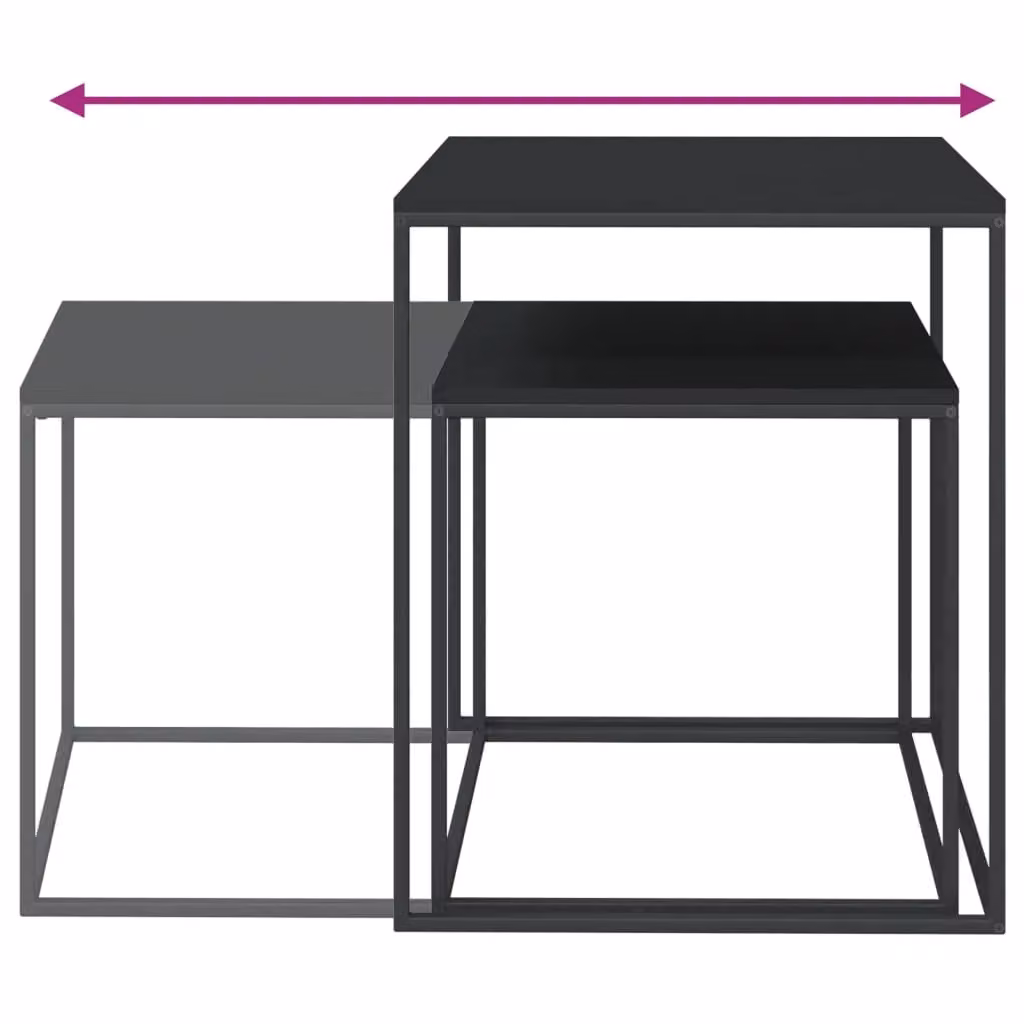Berkfield Home 2-Piece Nesting Coffee Table Set in Black with Engineered Wood and Metal – 3