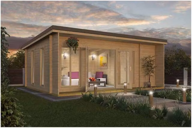 Lasita Maja Ltd Japan Log Cabin Wooden Garden Room and Home Office in Brown, W: 470 cm, D: 648 cm, H: 250.8 cm