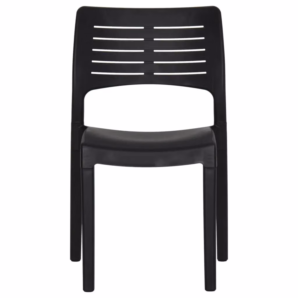 Berkfield Home Stackable Garden Chairs, 2 Piece Set in Anthracite and Black Polypropylene – 4