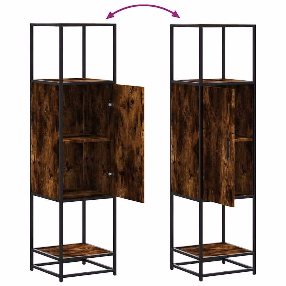 Berkfield Home Smoked Oak Highboard in Brown, W/D/H: 35.5 x 35.0 x 139.0 cm – 3