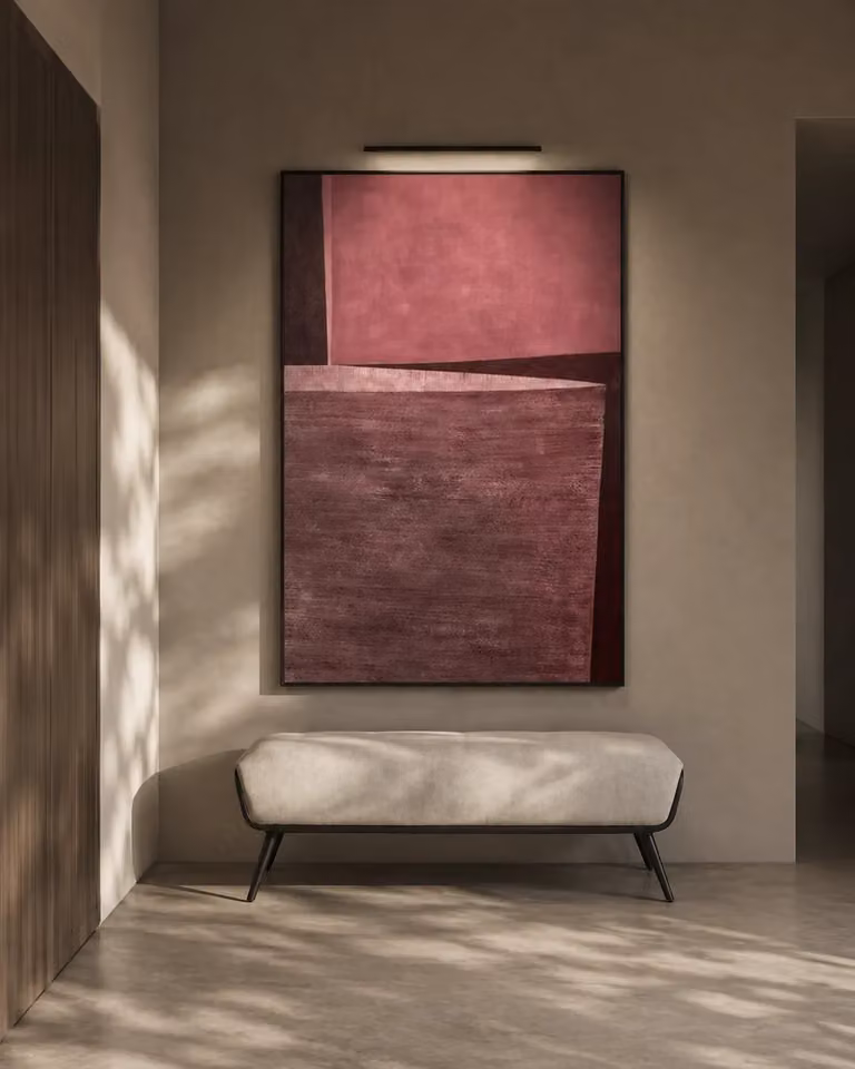 Tommy Franks Flint Abstract Modern Canvas Painting in Pink and Black, W: 150 cm, H: 130 cm, D: 35 cm