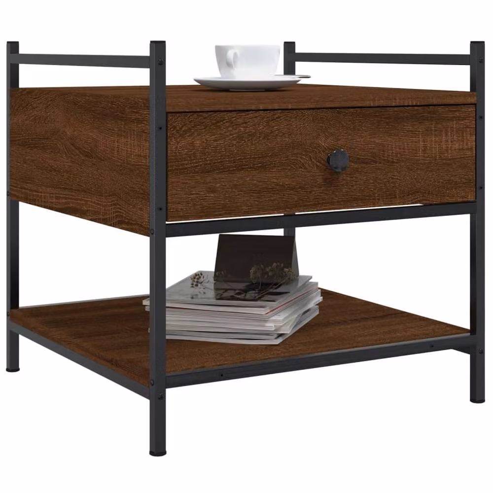 Berkfield Home Brown Oak Coffee Table, W/D/H: 50 x 50 x 50 cm – 3