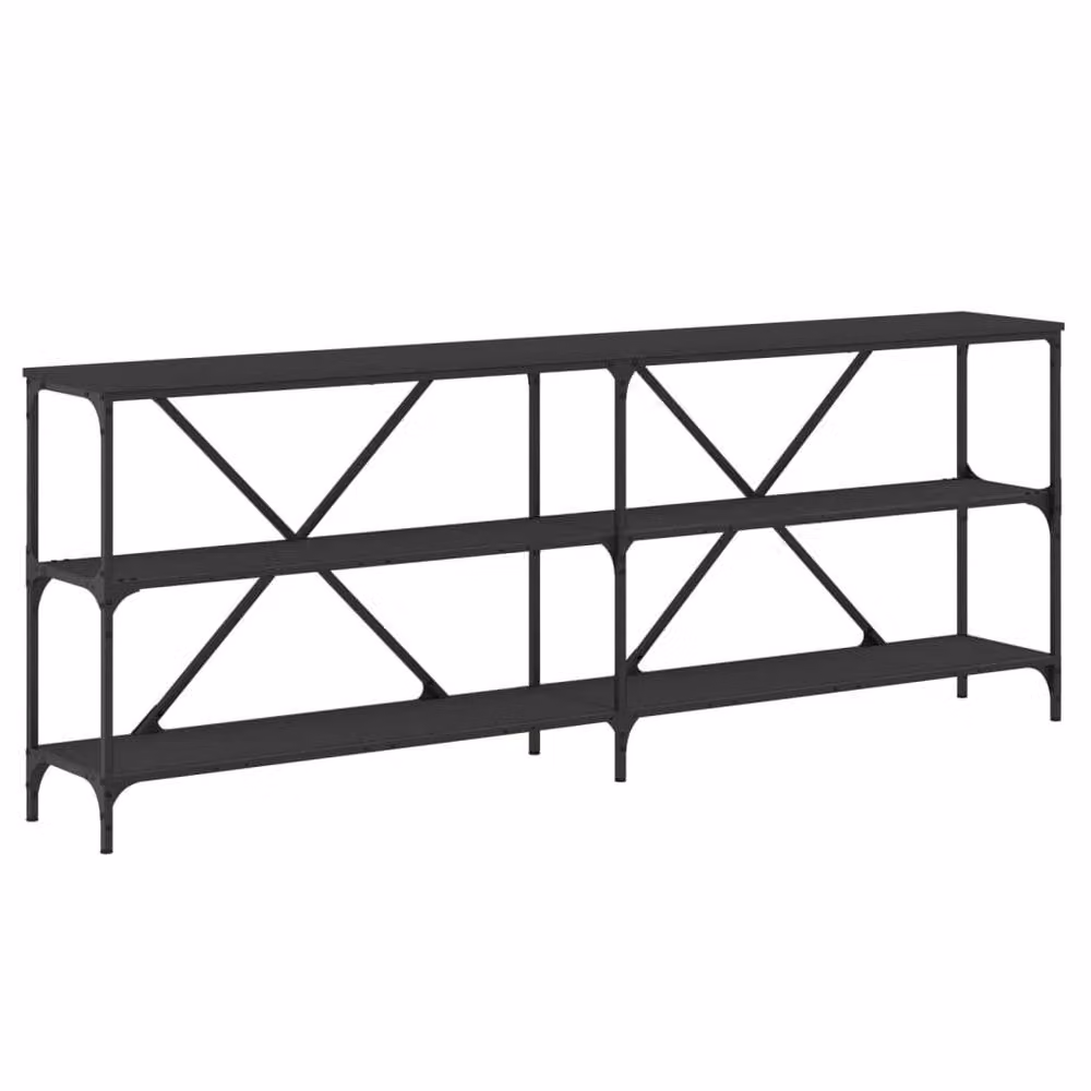 Berkfield Home Black Decorative Console Table with Engineered Wood and Iron, W/D/H: 200 x 30 x 75 cm – 2