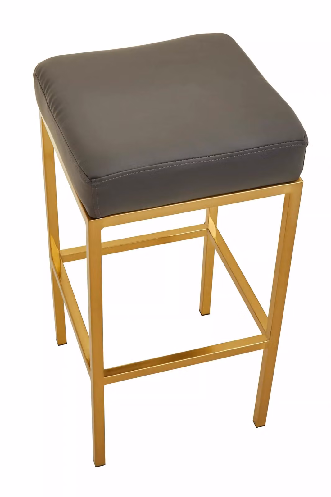 Orsina Modern Grey Faux Leather and Gold Finish Bar Stool – 2