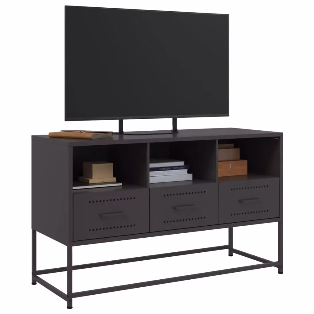 Berkfield Home Industrial Black Steel TV Cabinet W: 100.5 cm, D: 39 cm, H: 60.5 cm – 4