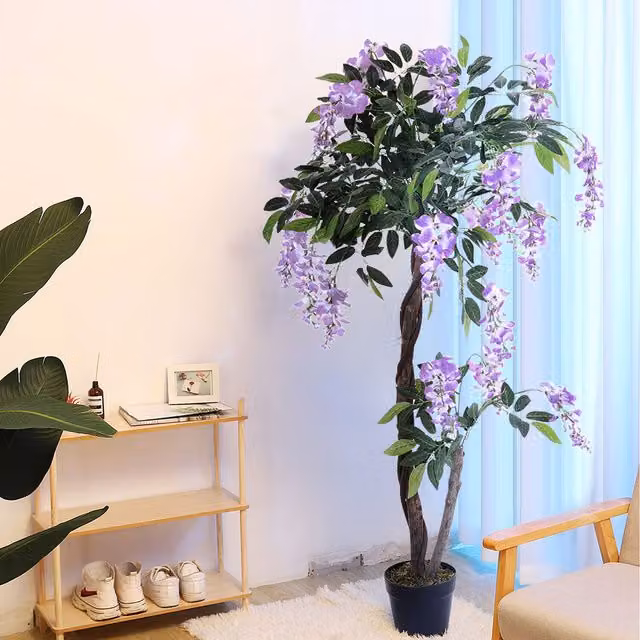 Livingandhome Multicolour Potted Artificial Indoor Plant, Green, Height: 120 cm