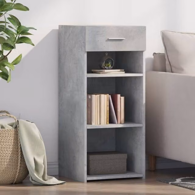 Berkfield Home Modern Sideboard in Concrete Grey, W/D/H: 40 x 42.5 x 93 cm
