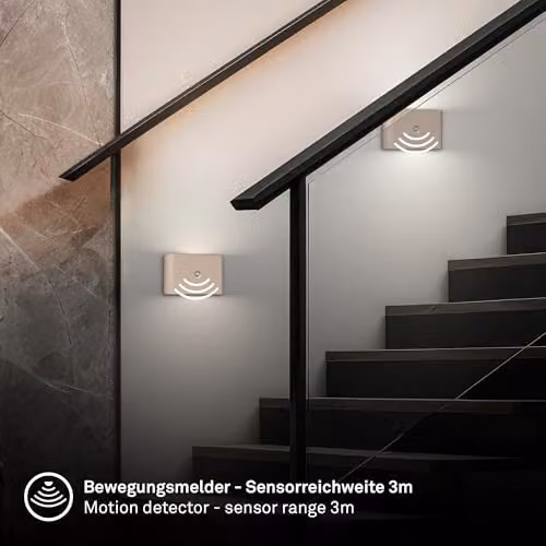 Briloner Rechargeable LED Wall Light with Motion Sensor and Up & Down Lighting, Beige, W/D/H: 16 x 9.5 x 6.5 cm – 4
