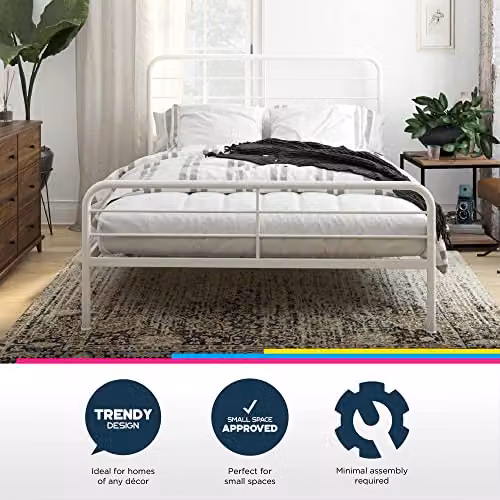 DHP Millie Metal Double Bed in White – 4