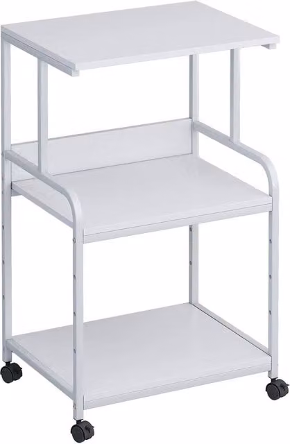FORGEVIO 3-Tier Rolling Printer Stand with Adjustable Shelves, White