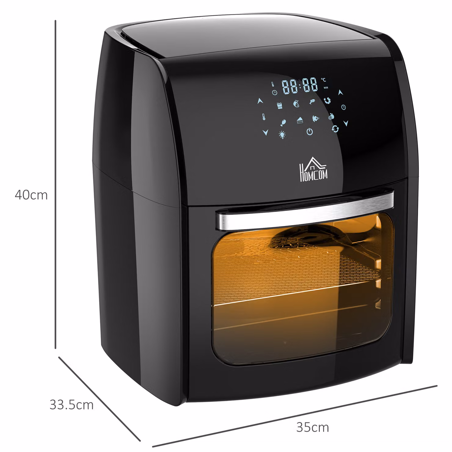 HOMCOM 12L 8-in-1 Digital Air Fryer Oven with Rapid Air Circulation, 1800W, Black – 3