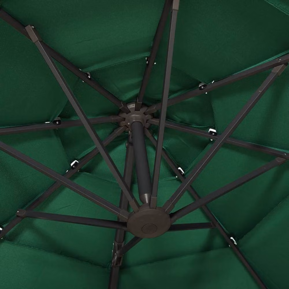Berkfield Home 4-Tier Green Parasol with Aluminium Pole, W: 300 cm x D: 300 cm – 3