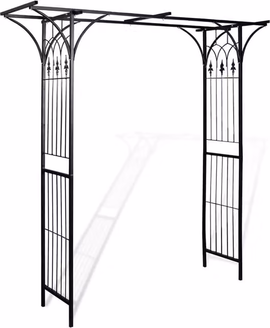 Berkfield Home Metal Garden Arch in Black, W/D/H: 200 x 52 x 204 cm