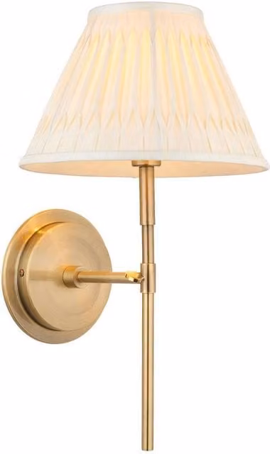 Netlighting Rennes & Chatsworth Wall Lamp Shade with Brass Plate and Ivory Silk in White