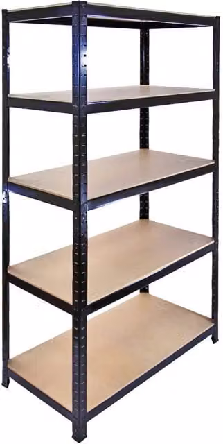 Monstershop T-Rax Metal Storage Shelving Unit, Black, W: 90 cm, D: 45 cm, H: 180 cm