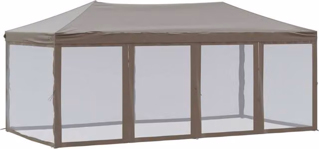 Berkfield Home Folding Party Tent with Sidewalls, Taupe, W: 6 m, D: 3 m – 1